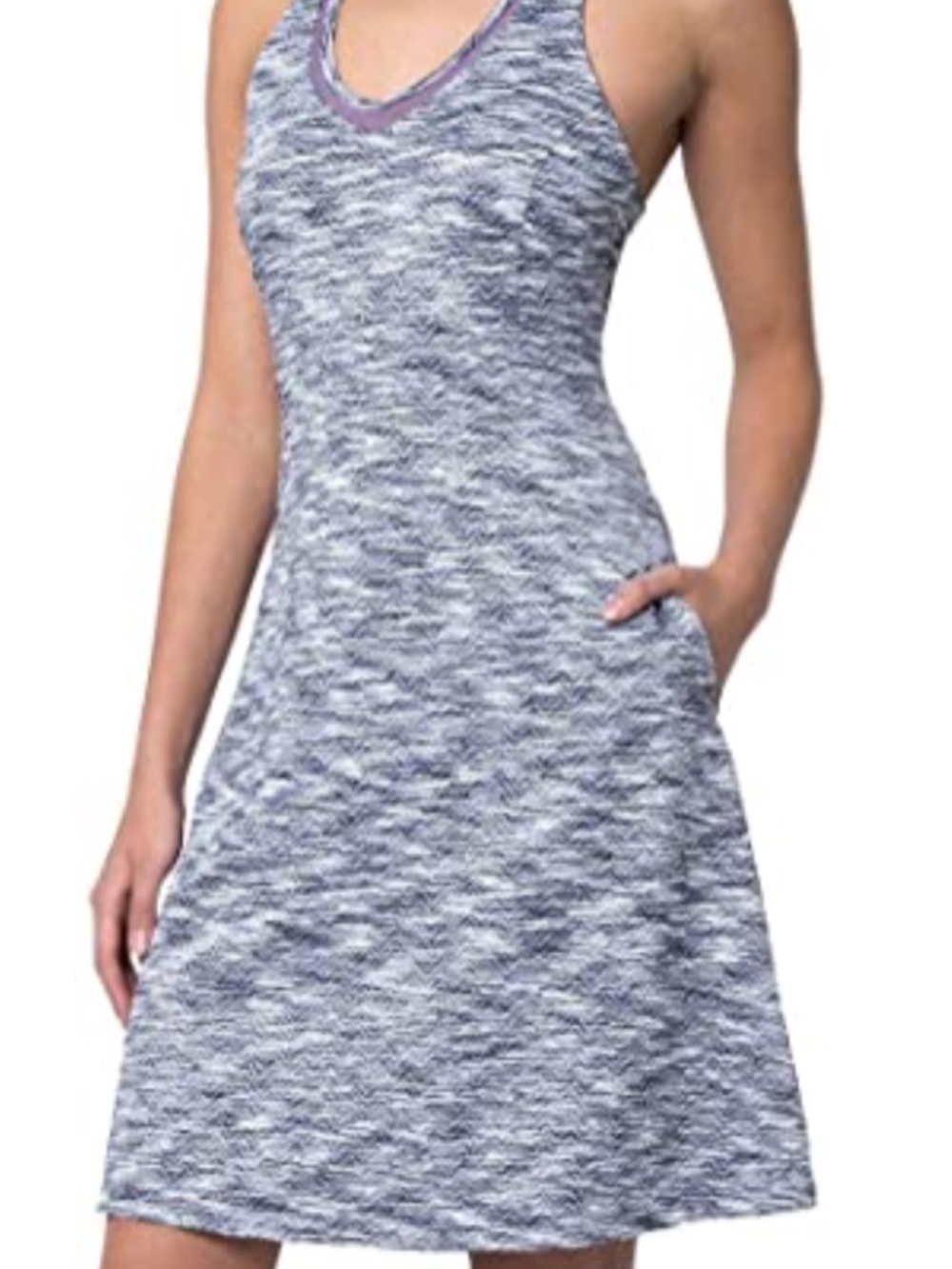 Mondetta Grey Space-Dye Racerback A-Line Dress with Lavender Trim